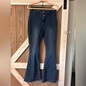 Dark Blue High-Rise Flare Jeans